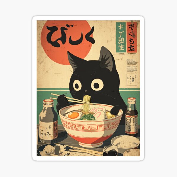 Artikel-Vorschau von Kawaii Kuro Neko Ramen Run, designt und verkauft von Retro Type.
