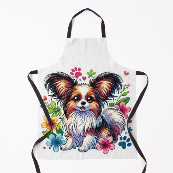 Item preview, Perro Papillon colorido con fondo floral designed and sold by DixieGirlStudio.