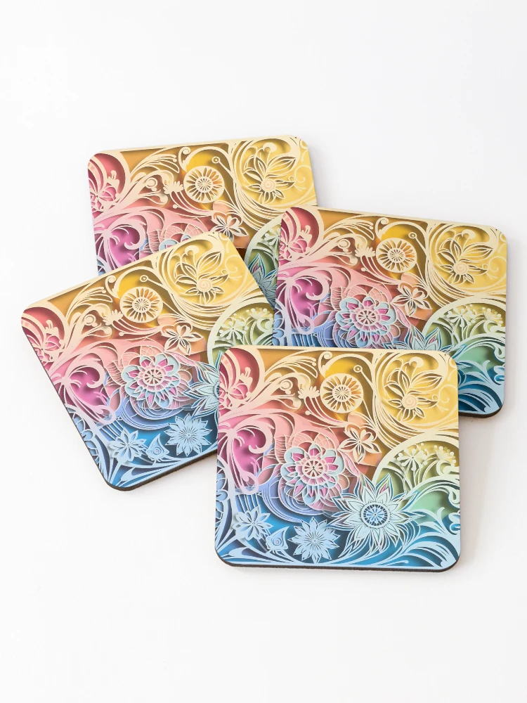 Thumbnail 1 of 5, Coasters (Set of 4), Abstract Spring Flowers designed and sold by Intriguing Designs.