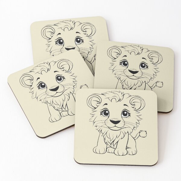 Item preview, Cute Baby Lion Cub Illustration – Adorable Jungle Animal Art (Color & Line Art) designed and sold by CreationbyNiki.