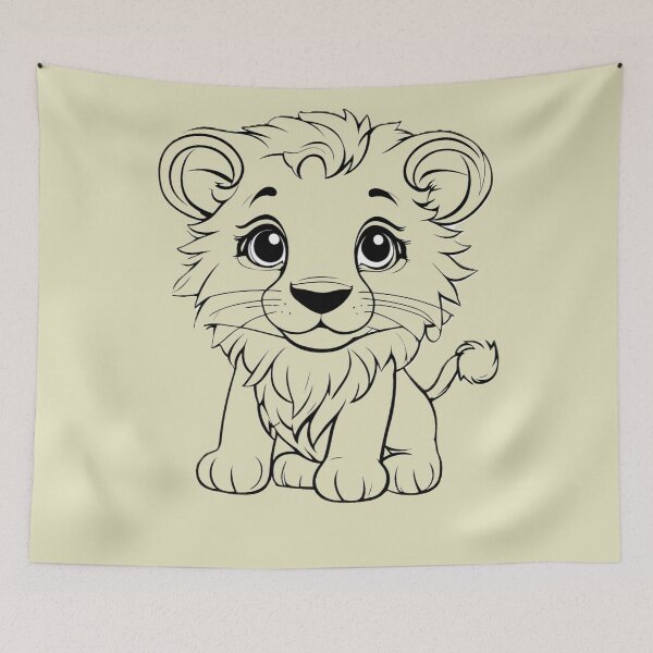 Item preview, Cute Baby Lion Cub Illustration – Adorable Jungle Animal Art (Color & Line Art) designed and sold by CreationbyNiki.