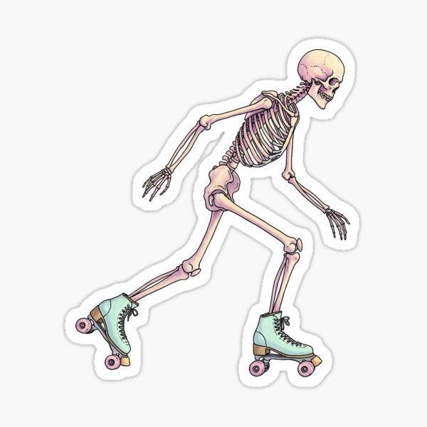 Item preview, Skating Away From my Problems Like Retro Skater Skeleton designed and sold by artbyemme.