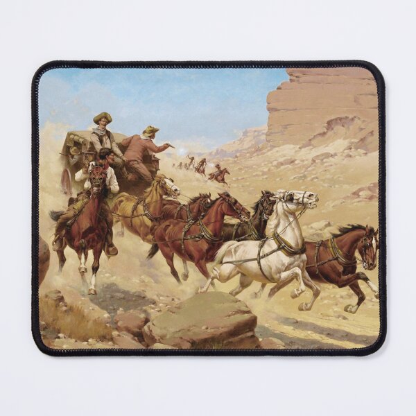 Item preview, Indians Attacking Stagecoach - Vintage American Western Print designed and sold by VintageSpaceArt.