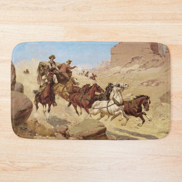 Item preview, Indians Attacking Stagecoach - Vintage American Western Print designed and sold by VintageSpaceArt.