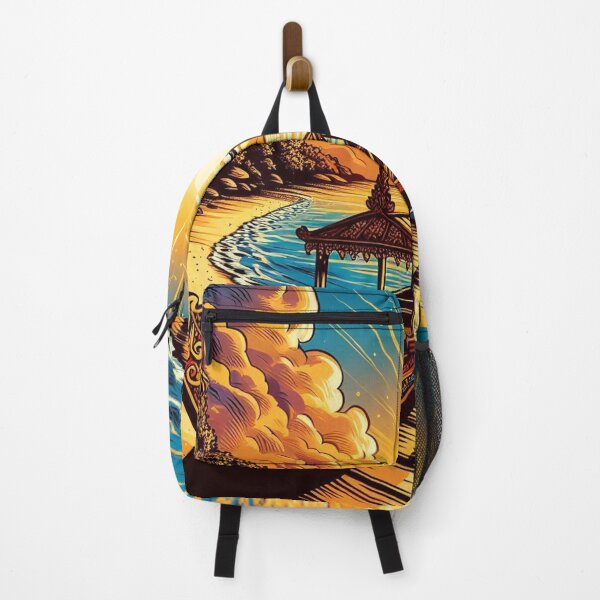 Item preview, AI-Infused Bali Sunset with Comic-Style Boat – Perfect Design for Beach Lovers and Nature Enthusiasts designed and sold by knalpot-design.