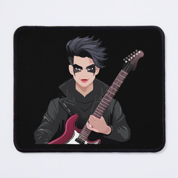 Item preview, Emo boy with black hair, dark makeup and electric guitar designed and sold by Danler.
