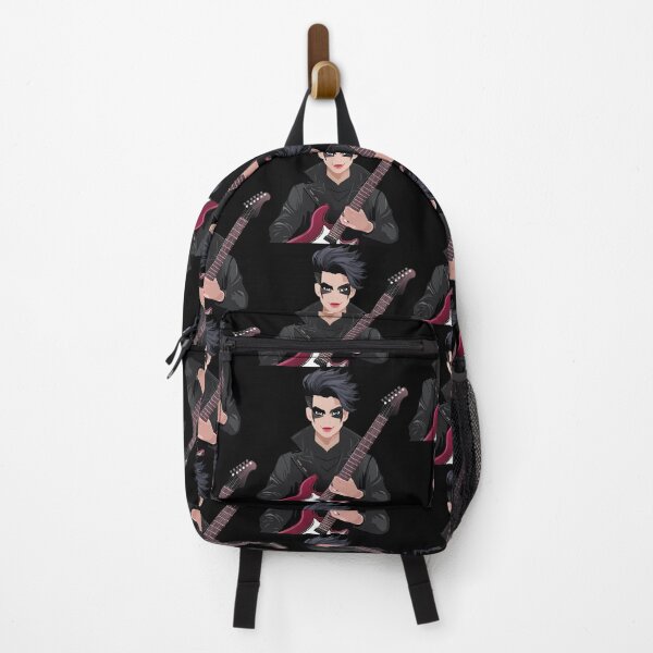 Item preview, Emo boy with black hair, dark makeup and electric guitar designed and sold by Danler.