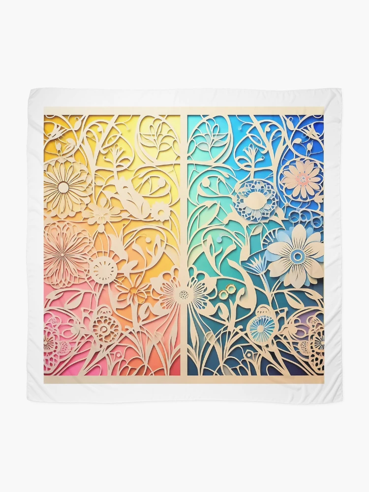 Thumbnail 2 of 3, Scarf, Abstract Spring Flowers designed and sold by Intriguing Designs.