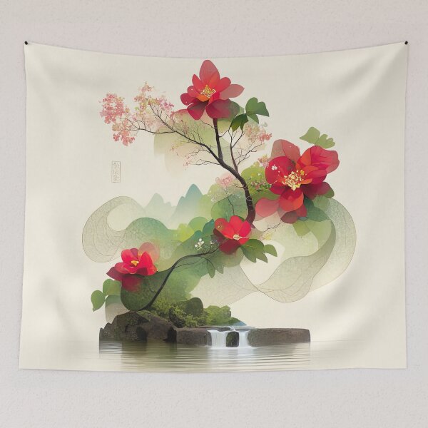 Item preview, Crimson Cascade: A Serene Bloom on the Waters designed and sold by bloorose.