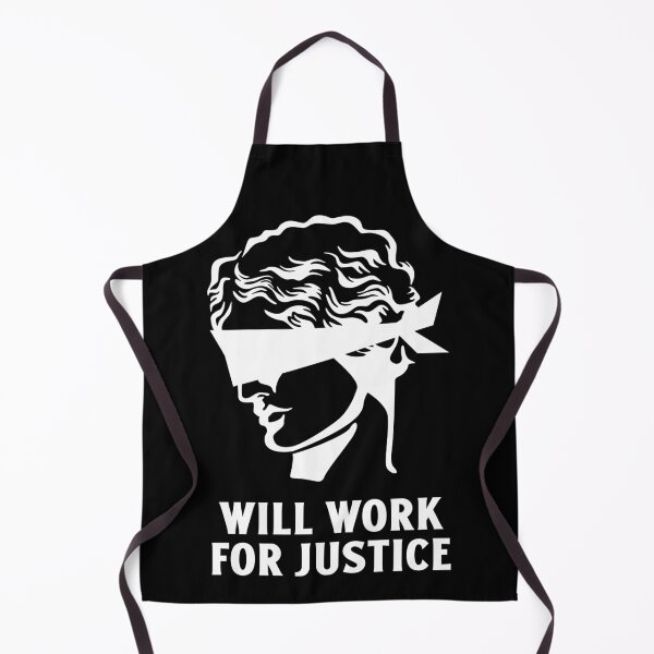 Item preview, Will Work For Justice Blindfolded Statue Head Illustrating Fairness and Strength designed and sold by The Sun Brings Light.