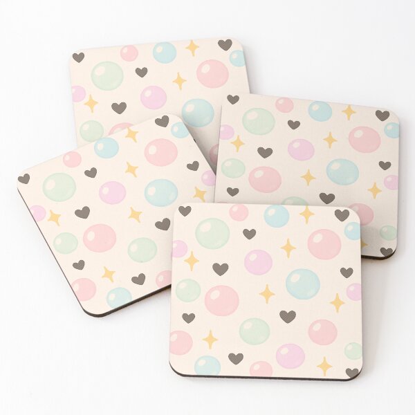 Artikelvorschau, Niedliches Kawaii-Konfettimuster mit Blasen und Herzen entworfen und verkauft von Like a Kid Designs.