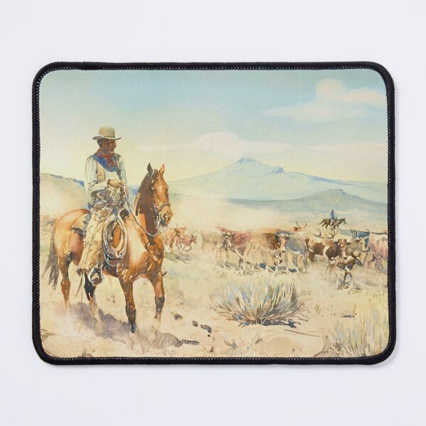 Item preview, Cowboys Herding Cattle - Vintage American Western Print designed and sold by VintageSpaceArt.