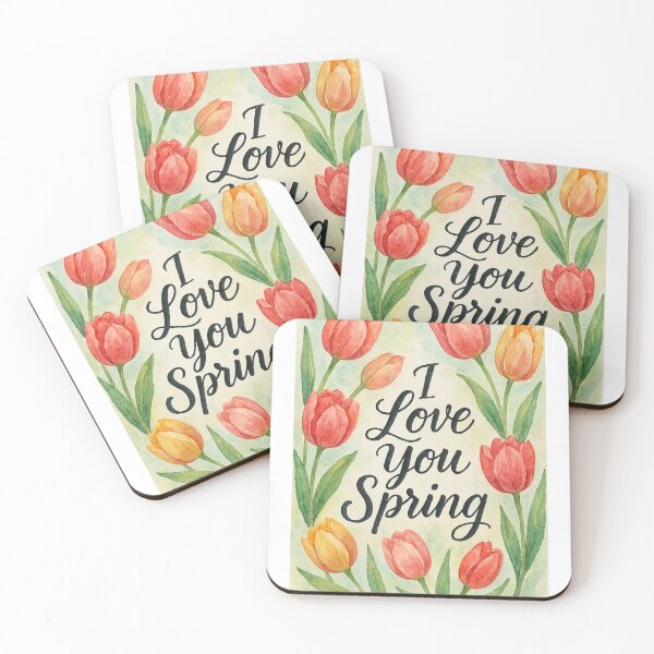 Item preview, I Love You Spring – Watercolor Tulips Botanical Art designed and sold by GusiaTreasures.