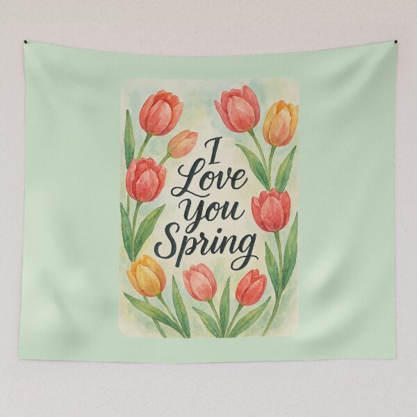 Item preview, I Love You Spring – Watercolor Tulips Botanical Art designed and sold by GusiaTreasures.