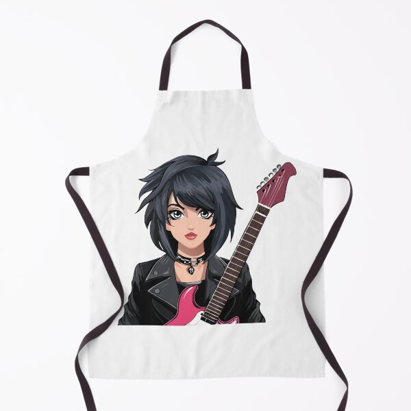 Item preview, Emo girl with black hair, dark makeup and electric guitar designed and sold by Danler.