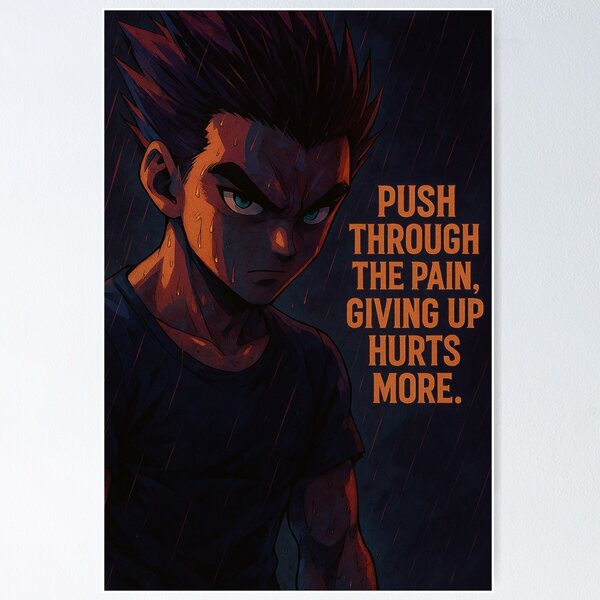 Item preview, Anime Gym Motivation – Push Through Pain designed and sold by SilencedArtwork.