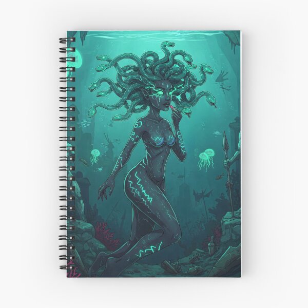 Aperçu de l'œuvre Méduse néon dans les ruines englouties créée et vendue par PixCthulhu.
