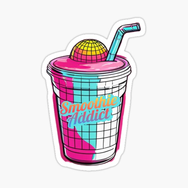 Vista previa del artículo con la obra «80s style smoothie illustration», diseñado y vendido por doseupvibes.
