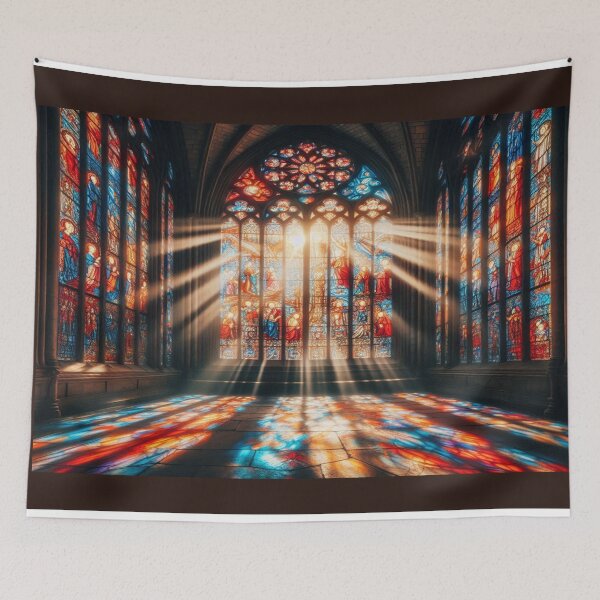 Item preview, Radiant Gothic Cathedral: Stained Glass Serenity Art Print designed and sold by Naomi Gutierrez Parrish.
