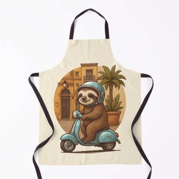 Item preview, Happy Sloth on a Scooter – Whimsical Travel Illustration designed and sold by Hakubiya.