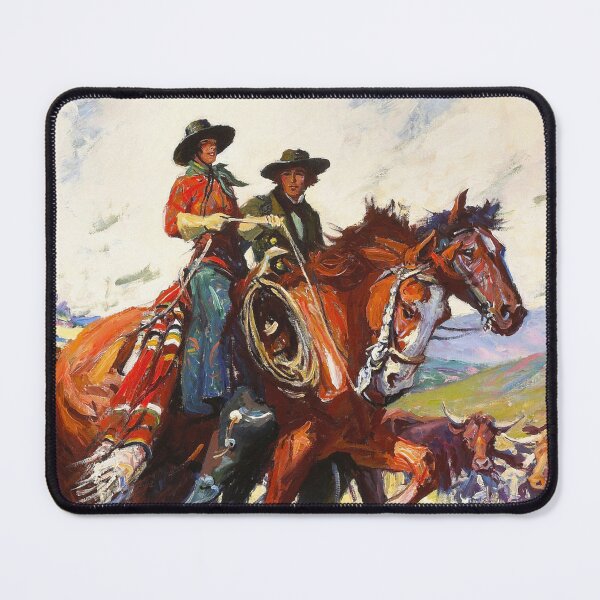 Item preview, Cowgirl With Her Boyfriend - Vintage American Western Print designed and sold by VintageSpaceArt.