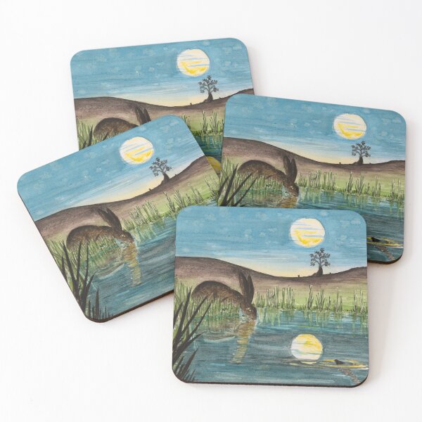 Item preview, Summer. Moonlight reflection of hare in the water designed and sold by Surridge Art.