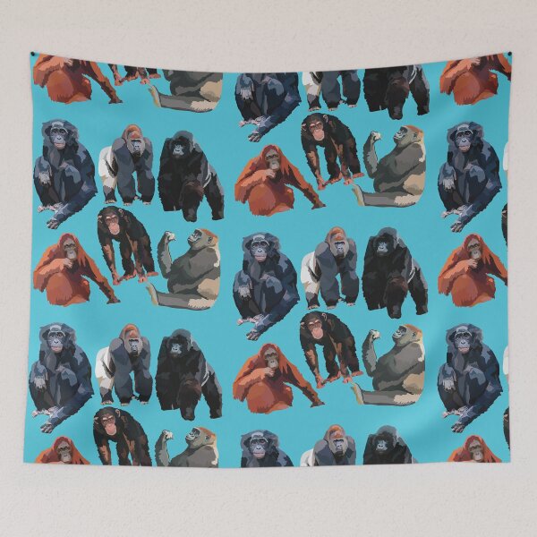 Item preview, A is for Ape, Great Apes – Chimpanzee, Gorilla, Orangutan, Bonobo & Human Primate Art designed and sold by PrettylittlepastelUk.