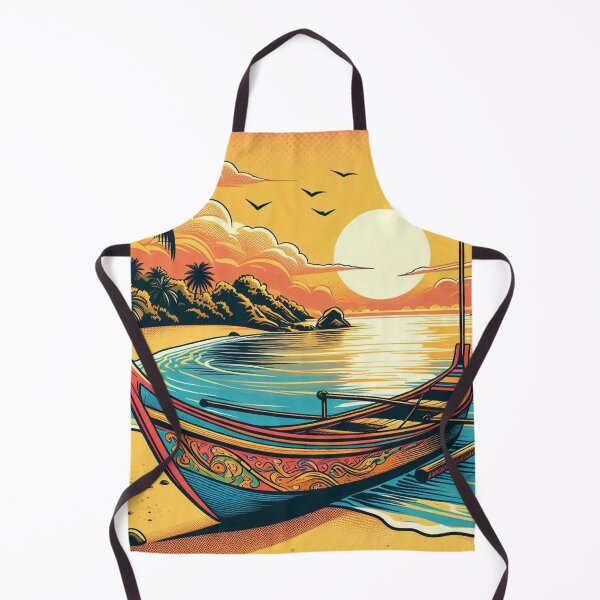 Item preview, AI-Designed Sunset with Comic-Style Boat in West Java – Perfect for Beach Lovers and Nature Enthusiasts designed and sold by knalpot-design.