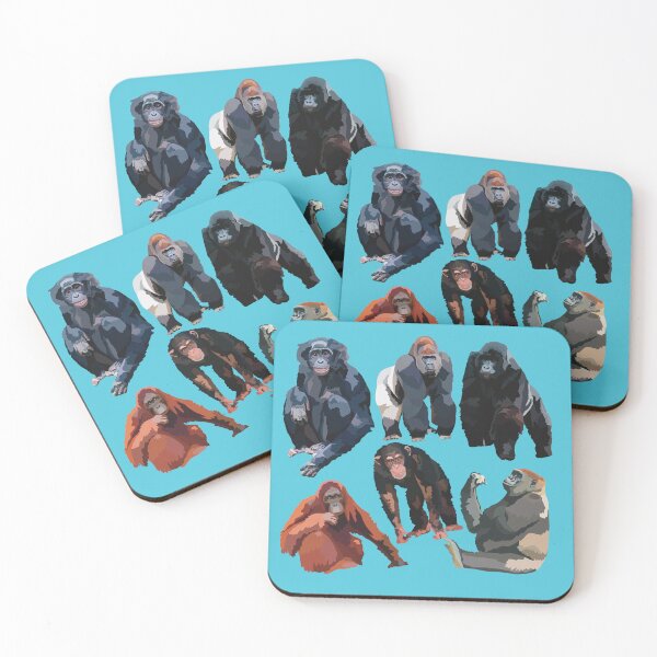 Item preview, A is for Ape, Great Apes – Chimpanzee, Gorilla, Orangutan, Bonobo & Human Primate Art designed and sold by PrettylittlepastelUk.