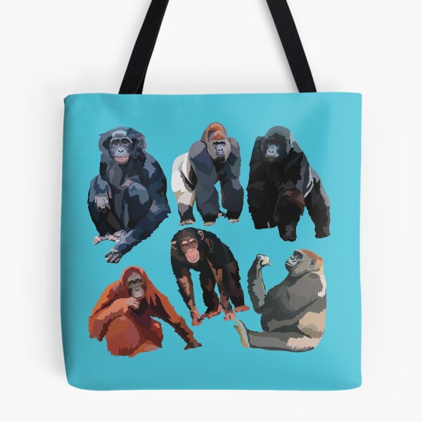 Item preview, A is for Ape, Great Apes – Chimpanzee, Gorilla, Orangutan, Bonobo & Human Primate Art designed and sold by PrettylittlepastelUk.
