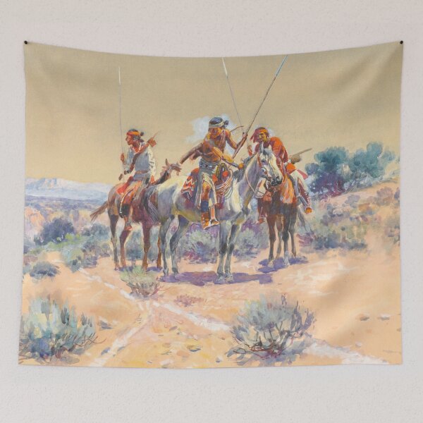 Item preview, Indian Warriors Tracking Enemy - Vintage American Western Print designed and sold by VintageSpaceArt.