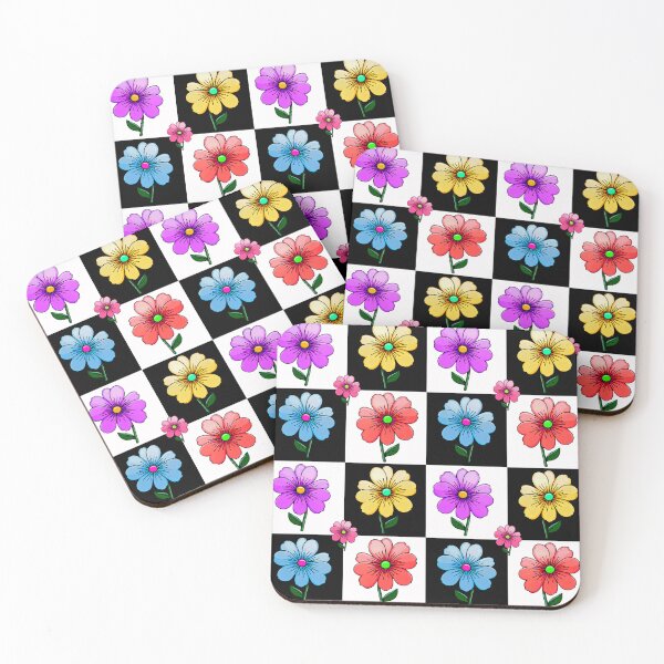Item preview, Geometric Checkered Colorful Flowers Pattern Design  designed and sold by PatternTitan.