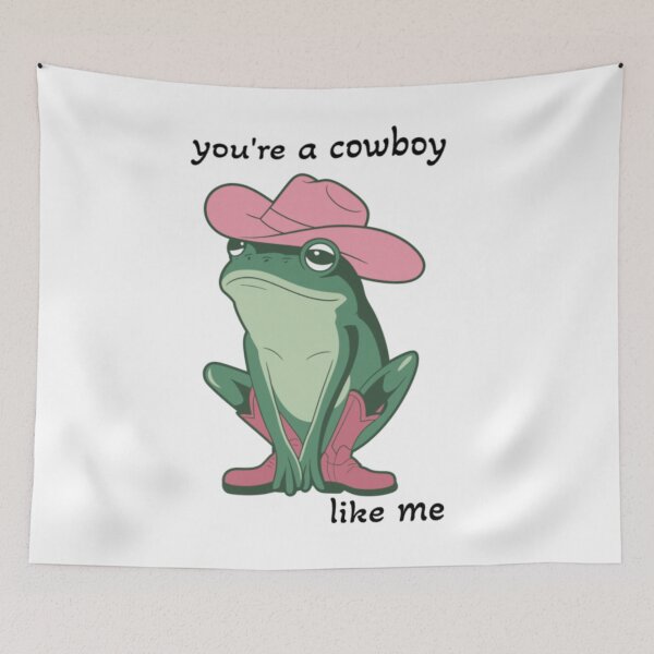 Item preview, You're a Cowboy Like Me | Cute Cowgirl Frog in Salmon Pink Boots & Hat | Western Aesthetic designed and sold by Cowgirl Sister 12.