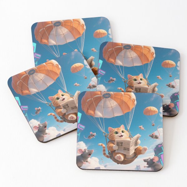 Item preview, parachuter kitty designed and sold by artsmeow.