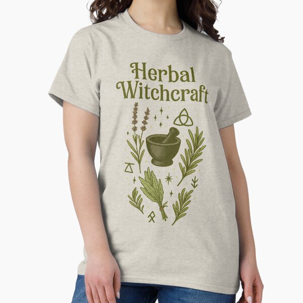 Item preview, Herbal Witchcraft – Magical Green Witch Design with Plants & Symbols designed and sold by Print-Zoo.