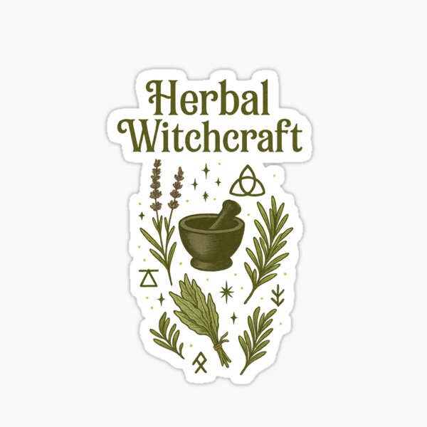 Vista previa del artículo con la obra «Brujería herbal: diseño mágico de bruja verde con plantas y símbolos», diseñado y vendido por Print-Zoo.