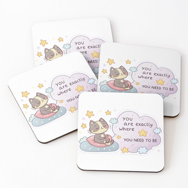 Item preview, Cute Cat Affirmation Sticker – "You Are Exactly Where You Need to Be" with Calming Kitty Vibes designed and sold by asliberry.