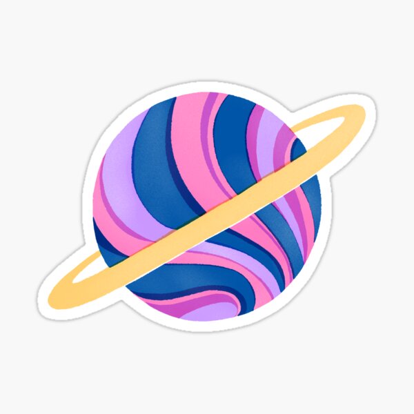 Artikel-Vorschau von Bunter Aufkleber des Planeten Saturn, designt und verkauft von DesignPMG.