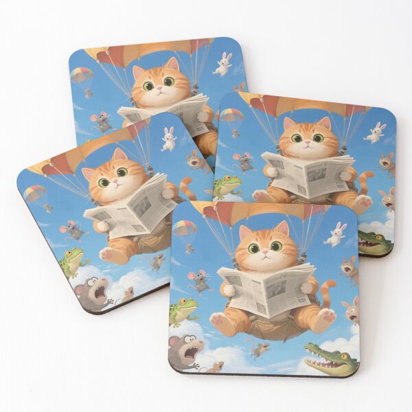 Item preview, parachuter ginger cat designed and sold by artsmeow.