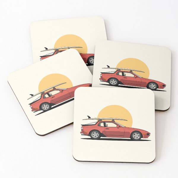 Item preview, Vintage Red Porsche 944 summer surfs up illustration designed and sold by blackdogshop.
