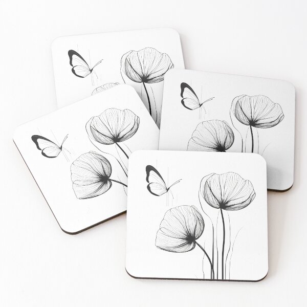 Item preview, "Grace in Bloom – Minimalist Floral and Butterfly Art" Black & white designed and sold by karinasalwaszka.
