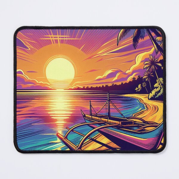 Item preview, AI Sunset in the Philippines with Comic-Style Boat – Perfect Tropical Design for Beach Lovers and Nature Enthusiasts designed and sold by knalpot-design.