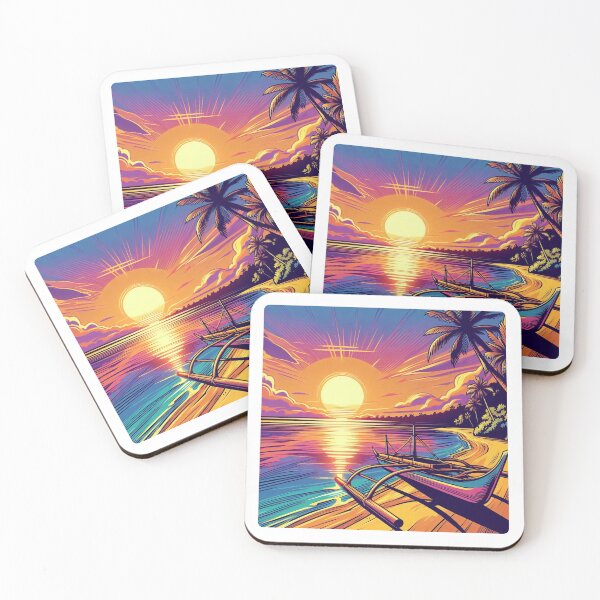 Item preview, AI Sunset in the Philippines with Comic-Style Boat – Perfect Tropical Design for Beach Lovers and Nature Enthusiasts designed and sold by knalpot-design.