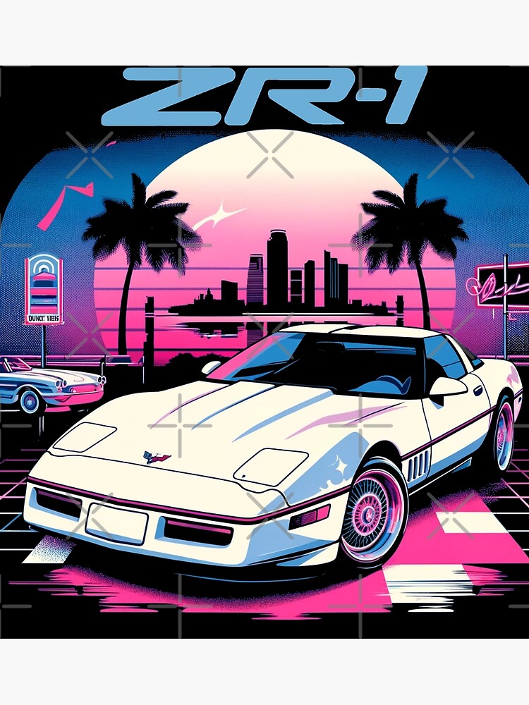 Corvette ZR-1 Miami Vaporwave Sunset Art