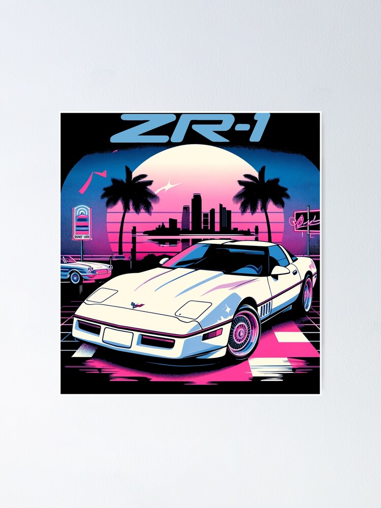 Corvette ZR-1 Miami Vaporwave Sunset Art