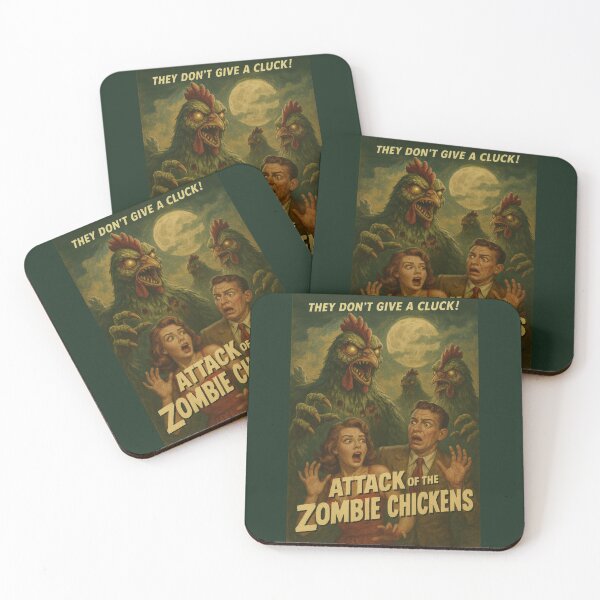 Item preview, Retro Movie Poster: Attack of The Zombie Chickens designed and sold by digital-savant.