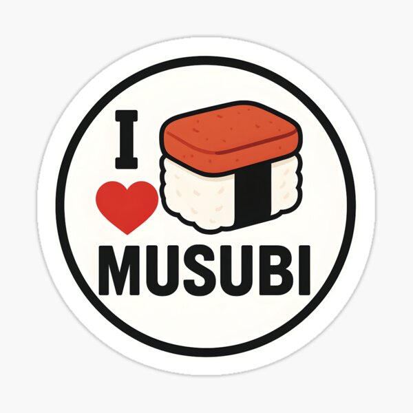 Aperçu de l'œuvre Autocollant « J'aime Musubi » – Design minimaliste et épuré | Esthétique culinaire japonaise kawaii créée et vendue par WAUZ.