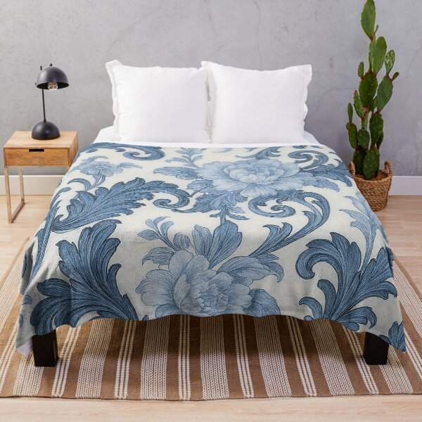 Item preview, Vintage Blue Floral Damask Pattern – Elegant Seamless Design designed and sold by Gold Turtle Lina.