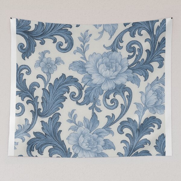 Item preview, Vintage Blue Floral Damask Pattern – Elegant Seamless Design designed and sold by Gold Turtle  Lina.