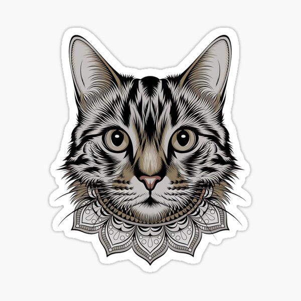 Item preview, Detailed Cat Portrait Elegant Cat Stylized Cat Artistic Cat Cat Lover Gift Mandala Cat Ornamental Cat designed and sold by Furry Paw  Prints.